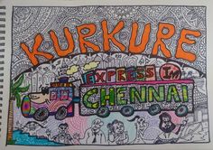 an adult coloring book with the words kurkure express on it