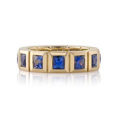 Single Stone Sapphire Large Karina Band Square French, Bespoke Jewellery Design, Gold Eternity Band, French Cut, Colored Gems, Single Stone, Bespoke Jewellery, Antique Diamond, Eternity Band