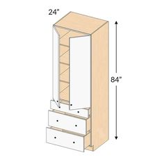 the measurements for an armoire cabinet with drawers