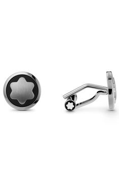 A tasteful snowcap brand design elevates smart cuff links fashioned from sleek stainless steel with an onyx inlay. Stainless steel/onyx Made in Germany Modern White Gold Cufflinks With Polished Finish, Modern White Gold Cufflinks For Business, Modern Black Cufflinks For Business, Cuff Links, Brand Design, Onyx, Cufflinks, Branding Design, Germany