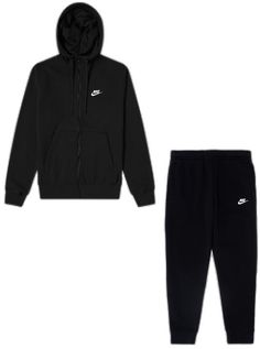 nike-mens-sportswear-club-fleece-tracksuit-bv2645-010-bv2671-010 Men's Sportswear, Tops And Bottoms, Mens Sportswear, Nike Men, Black White, Nike, Black And White, White, Black