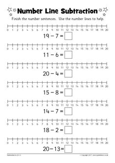 the number line addition worksheet for kids to practice numbers and subtractions