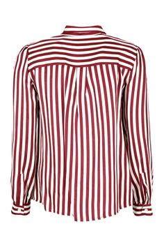 Bow collar100% Silk | MICHAEL Michael Kors Women's Striped Silk Shirt in Burgundy | FW19/20 Stripe Silk, Silk Shirt, Michael Kors, Silk, Women's Top, Clothes