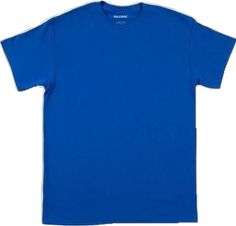 Classic Blue Crew Neck T-shirt, Classic Blue T-shirt For Streetwear, Tagless Cotton Crew Neck T-shirt, Casual Solid Color Basic T-shirt, Basic Cotton Crew Neck Shirt, Casual Cotton Tagless Top, Basic Solid Pre-shrunk T-shirt, Tagless Crew Neck Casual Tops, Casual Crew Neck Tagless Top