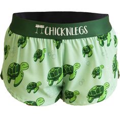 Front product shot of the women's sea turtles running shorts from ChicknLegs. Split Legs, Chicken Legs, Best Running Shoes, Sea Turtles, Side Split, Black Mesh, Running Shorts, Sea Turtle, How To Run Longer