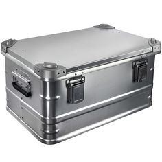 an aluminum case is shown on a white background