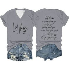 Let Them Misunderstand You T Shirt Women Inspirational Graphic Tees Casual Short Sleeve V Neck Shirt Motivational Tops Features: Material: In my gameday shirt is made with high-quality fabric, breathable, lightweight and soft, friendly to skin. Features: Great football graphic shirt for women, game day shirt, womens shirts casual short sleeve. Occasion: Suit for school, work, sports, or daily life, great to wear as casual style t-shirt. Pair it with denim shorts or jeans and so on. Perfect gift: Womens Shirts Casual, Inspirational Graphic Tees, Long Sleeve Graphic Tees, Compression Shirts, Compression T Shirt, Workout Tops For Women, V Neck Shirt, Game Day Shirts, Compression Shirt