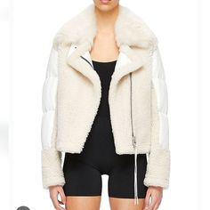 Nwt$1,600 Shoreditch Ski Club Lena Shearling Puffer Leather Coat Jacket Sz Medium Shearling And Nylon Pair In This Updated Take On The Classic Puffer Jacket. Shoreditch Ski Club Lena Shearling Puffer In White. 100% Dyed Lambskin, 100% Polyamide Made In Turkey *Two Dirty Spots From Store Handling- See Pics - Just Need To Dry Clean If You Want* *Black Sticker Tag Rubbing Off On Edges-See Pic - Doesn't Affect Coat At All* Brand New From Saks Fifth Avenue!! Strikeout To Prevent Returns Back To Saks. Winter White Shearling Outerwear, White Shearling Outerwear With Faux Fur Trim, White Shearling Outerwear For Winter, White Shearling Long Sleeve Outerwear, White Shearling Outerwear For Fall, White Sheepskin Winter Outerwear, White Sheepskin Outerwear For Winter, White Shearling Fur Coat, Chic White Sheepskin Outerwear