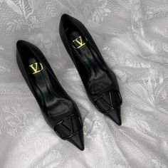 Black Leather, Very Good Condition, No Box #Valentino #Heels #Fashion Formal Leather Heels With Logo, Chic Formal Heels With Logo, Elegant High Heels With Logo, Elegant Logo Heels, Elegant Formal Heels With Logo, Designer Heels With Logo For Formal Occasions, Designer Logo Heels For Formal Occasions, Luxury Leather Heels With Logo, Luxury Heels With Logo For Formal Events