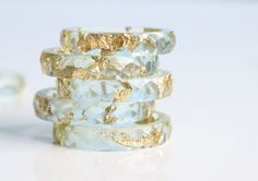 Eco Resin Ring Jadeit   bio resin faceted stacking by ARTISUNtis Ring Resin, Green Ring, Green Rings, Eco Resin, Stacking Bands, Resin Ring, Gold Flakes, Jade Green, Stackable Rings