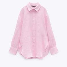 Zara - Pink Oversized Linen Shirt - Size Xs Never Worn New To Poshmark? Get $10 On Me When You Join With My Code: Rjambaz Puffed Sleeve Top, Oversized Linen Shirt, White Peasant Blouse, Black Sheer Blouse, Zara Shirt, Oversized Blouse, Pink Linen, Poplin Shirt, Long Blouse