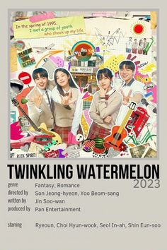 the poster for twining watermelon is displayed in front of a white background