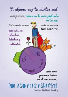 a poster with an image of two people on top of a purple ball and the words,