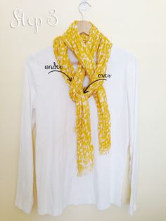 How to tie a pretty scarf knot in 3 simple steps. :-) Tying Scarves, Ways To Tie A Scarf, Tie A Scarf, Scarf Knots, Ways To Wear A Scarf, Tie Women, Double Knot, Pretty Scarves, Women Scarf