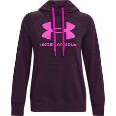 Under Armour Rival Fleece Logo Hoodie Women's Heather Athleisure Sweatshirt For Loungewear, Sporty Heather Hoodie Sweatshirt, Cozy Fit Fleece Hoodie For Workout, Comfy Fleece Hoodie For Sports, Sporty Heather Sweatshirt For Winter, Sporty Heather Winter Sweatshirt, Cozy Fit Hoodie For Sports, Heather Fleece Sweatshirt For Winter, Comfy Winter Sports Activewear