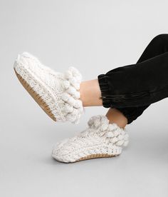 Lemon Whimsy Sweater Slipper - Cream S/M, Women's Sand Chunky hand knit slipper Sherpa lining Size S/M fits shoe sizes 5-7 Size M/L fits shoe sizes 8-10. Shell: 100% Acrylic. Lining: 100% Polyester. Outsole: 100% Polyurethane. Hand wash cold. Only non-chlorine bleach when needed. Lay flat to dry. Do not iron.. Size S/M fits shoe sizes 5-7 Size M/L fits shoe sizes 8-10 Apparel & Accessories Chunky Hand Knit, Distressed Leather Boots, Neutrogena Makeup, Comfortable Slippers, Bed Stu, Knitted Slippers, Crochet Slippers, Shoe Size Conversion, Leather Pieces