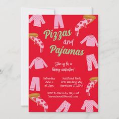 a red and pink baby shower with pajamas on it