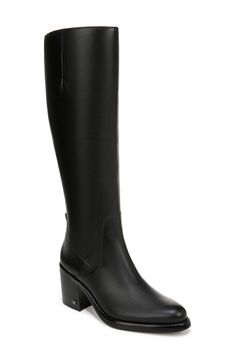 Sam Edelman Soyer Knee High Boot (Women) | Nordstrom Fall Black Boots, Leopard Print Shoes, Black Knee High Boots, Wide Calf, Stacked Heel, Ugg Shoes, Sam Edelman, New Shoes, High Boots