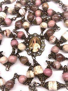 TRUE BRONZE CRUCIFIX, Catholic Rosary, Five Decades, 8mm Cream & Pink Beads, Religious Gifts, Catholic Gifts, Christian Faith Prayer Beads Spiritual Rosary With Spacer Beads, Polished Round Beads Rosary For Jewelry Making, Lent Traditions, Spiritual Rosary With 108 Beads And Crucifix, Rosary Tattoo On Hand, Blue Tattoos, Handmade Pink Rosary With Round Beads, Pink Rosary Beads, Rosary Bead Tattoo