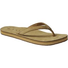 The Reef Solona is your classic beach flip flop, featuring water-friendly EVA with a non-slip outsole for superior rebound and extra foot support. Perfect for any seaside adventure. These Reef Solana Tan Leather Women's Sandals have the following features: Premium Leather Upper Anatomically Contoured Footbed Durable non-Marking Rubber Outsole Sustainability: 100% Recycled Materials CJ5638 Beach Flip Flops With Leather Footbed, Comfortable Cushioned Flip Flops For Everyday, Adjustable Round Toe Flip Flops For Surfing, Cushioned Synthetic Flip Flops For Everyday, Adjustable Flip Flops For Surfing, The Reef, Beach Flip Flops, Leather Sandals Women, Shoe Size Conversion