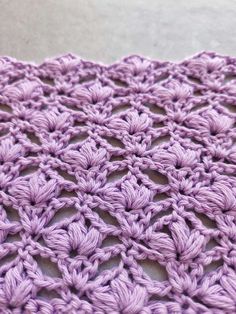 the crochet pattern is made up of two rows of small, purple yarn