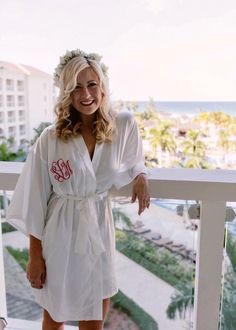 Add a special touch to the Bride's big day with a beautiful silk robe with her new initials embroidered on the robe! Photographs well and is a comfortable and beautiful piece to wear while getting ready on the big day! Robes are solid white with a blue monogram in the intertwined vine font. If you want a different thread color please specify in the comment section of your order. Please include the initials in the comments when placing your order. Provide in the following order: first, last, and Vine Font, Personalized Handkerchiefs, Bridal Robe, Great Wedding Gifts, Delta Zeta, Silk Robe, Bridal Robes, Ribbon Bows, Getting Ready