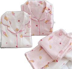 Comfortable Pink Bedtime Set, Cute Cotton Sets For Home, Cute Printed Cotton Sleepwear, Sweet Cotton Sleepwear For Pajama Party, Cute Printed Sets For Sleepover, Sweet Cotton Sleepwear For Sleepover, Sweet Summer Sleepwear, Sweet Cotton Long Sleeve Sets, Sweet Long Sleeve Cotton Sets