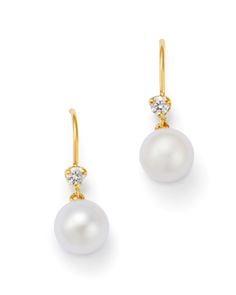 Zoe Chicco 14K Yellow Gold White Pearls Cultured Freshwater Pearl & Diamond Drop Earrings Classic Bridal Earrings With 17 Jewels For Anniversary, Elegant Yellow Gold Earrings With Brilliant Cut, Classic Yellow Gold Bridal Earrings With Elegant Design, Elegant Bridal Earrings With 17 Jewels For Formal Occasions, Classic Yellow Gold Bridal Earrings, Refined Yellow Gold Pearl Earrings For Anniversary, Elegant White Gold Earrings With 17 Jewels, Elegant Yellow Gold Earrings For Anniversary, Formal Yellow Gold Diamond Earrings With Pearl Drop