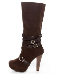 ...my kinda boots... Chic High Ankle Heels With Buckle Closure, Chic Brown Heeled Boots With Ankle Strap, Chic Brown Ankle Strap Heeled Boots, Chic Brown Ankle Strap Boots, Cute Trendy Shoes, Heels Casual, High End Shoes, Punk Boots, Shop Boots