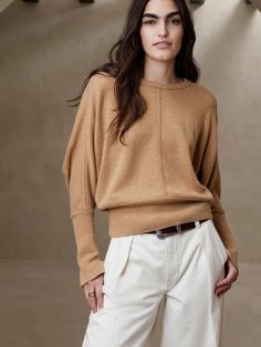 Aya Dolman Sweater | Banana Republic Versatile Cropped Sweater For Fall Layering, Versatile Stretch Cropped Sweater For Fall, Stretch Cropped Sweater With Ribbed Cuffs For Layering, Long Sleeve Cashmere Cropped Sweater For Layering, Relaxed Fit Knit Top With Ribbed Cuffs For Layering, Fall Batwing Sleeve Sweater With Ribbed Cuffs, Fall Sweater With Batwing Sleeve And Ribbed Cuffs, Chic Long Sleeve Cashmere Cropped Sweater, Casual Cashmere Cropped Sweater For Layering