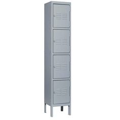 a tall metal locker with three doors