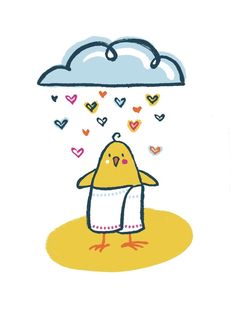 Chick in a Towel | Children's Illustrators | Children's Books Raining Hearts, It's Raining