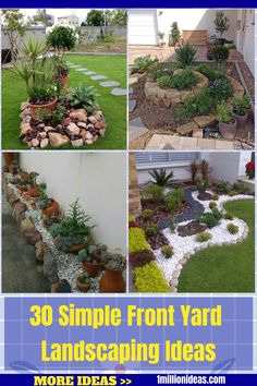 30 Simple Front Yard Landscaping Ideas Tiny Front Yard Ideas, Tiny Front Yard, Small Front Yard Landscaping Ideas, Simple Front Yard Landscaping Ideas, Front Yard Ideas, Small Flower Gardens, Spiral Garden, River Rock Garden, Simple Front Yard Landscaping