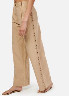 High waisted wide leg pant with pleats Flat waistband with belt loops Zipper fly construction with button closure Sheer panel at side seams Pockets at side Fully lined High Waisted Wide Leg Pants, Vacation Wardrobe, Camisole Dress, Irish Cream, Linen Shop, Wide Leg Pant, Everyday Dresses, Lovely Things, Pretty Outfits