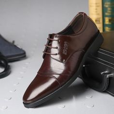 West Louis™ Oxfords Gentlemen Dress Leather Shoes Brown / 5 - West Louis Casual Semi-formal Leather Shoes With Pointed Toe, Semi-formal Leather Shoes With Pointed Toe, Casual Leather Shoes For Semi-formal Occasions, Casual Dress Shoes With Pointed Toe For Office, Casual Pointed Toe Dress Shoes For Office, Spring Business Dress Shoes Closed Toe, Spring Business Dress Shoes With Closed Toe, Spring Business Lace-up Closed Toe Shoes, Spring Business Lace-up Shoes With Flat Heel