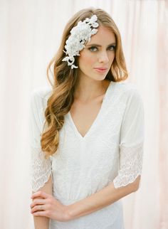 $325AUD BELLE | Rhinestone lace headpiece | Percy Handmade Headpiece, Wedding Hairstyles, Hair Styles, Lace, Hair