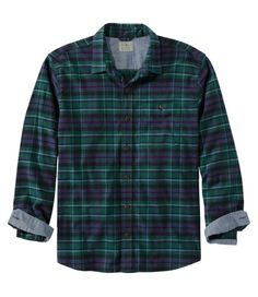 All the softness and comfort of flannel, in just the right weight for year-round wear. Stretch fabric is easy to move around in and wicks moisture away for all-day comfort. Traditional Untucked Fit: Relaxed through the chest, sleeve and waist, with a slightly shorter hem you can wear untucked. 59% cotton, 39% polyester, 2% spandex. Machine wash and dry. Resists shrinking in the wash. Fabric wicks moisture away and dries fast. Brushed for extra softness from the start. Designed to look great tuck Green Relaxed Fit Cotton Flannel Shirt, Green Cotton Flannel Shirt With Relaxed Fit, Green Relaxed Fit Flannel Shirt, Green Relaxed Fit Flannel Shirt Casual, Green Relaxed Fit Flannel Shirt For Fall, Green Casual Flannel Tops, Flannel Men, Mens Flannel Shirt, Lined Jeans