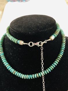 "*Brand new *Handmade item *Sterling silver *Gemstone: Natural Kingman Turquoise *Necklace length: 24 inches long *3\" Extensions *Free gift box *Free shipping in USA *Ready to ship Thank You For Looking ,And Check Out More Items In My Etsy Shop For More Great Deals, Also We Add More Jewelry To Etsy Shop Https://www.etsy.come/shop/abq925" Artisan Sterling Silver Turquoise Beaded Necklace, Southwestern Beaded Round Turquoise Necklace, Southwestern Beaded Turquoise Necklace, Adjustable Turquoise Necklace With Silver Beads, Adjustable Turquoise Necklace With Polished Sterling Silver Beads, Adjustable Sterling Silver Turquoise Necklace With Polished Beads, Handmade Turquoise Rondelle Jewelry, Artisan Beaded Turquoise Necklace In Sterling Silver, Artisan Turquoise Necklace With Polished Sterling Silver Beads