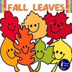 an image of fall leaves with faces in the middle and text that reads, fall leaves