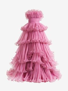 Strapless Pink Prom Dress, Pink And Blue Gown, Pink Ball Dress, Floral Print Wedding Dress, Ball Gowns Vintage, Black Wedding Dress Gothic, Crazy Dresses, Beautiful Ball Gowns, Pink Chiffon Dress