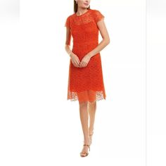 New With Tags $448.00 Elie Tahari Elissa Sheath Dress Agave Lace Size Us 4 Small We Take Measurements Of Items Laying Flat Approximate Measurements Total Length:39" Bust:16.5" Waist:15" Hips:18.5-19" Details Color/Pattern - Agave Summer Sheath Lace Dress For Formal Occasions, Summer Formal Sheath Lace Dress, Sheath Lace Dress For Summer Formal Events, Elie Tahari, Color Orange, Sheath Dress, Color Patterns, Size 4, Midi Dress