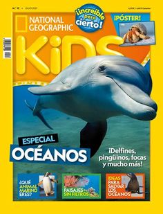 a magazine cover with a dolphin on it's front and the words kids special ocean issue written below