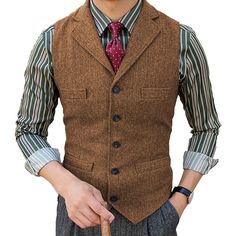 Fabric:Tweed,Cotton Blend; Gender:Men's; Style:Casual; Fit Type:Tailored Fit; Vest Buttons:Single Breasted Five-buttons; Item Type:Vest; Pattern:Solid Color; Neckline:Notch; Listing Date:07/27/2023; Clothing Length:; Bust:; Shoulder Width: Mens Tweed Suit, Vintage Suit Men, Business Vest, Classic Belt, Tweed Vest, Waistcoat Men, Mens Suit Vest, Suit Waistcoat, Gilet Costume