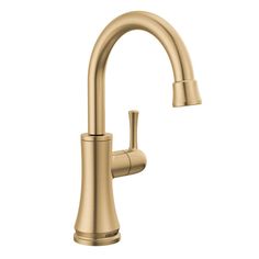 the delta single handle kitchen faucet in brushed brass