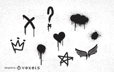 some black and white graffiti designs on a white background with the word love written in it