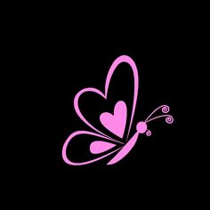 a pink butterfly on a black background