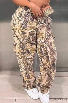 Lasaky - High-Waisted Full Print Bottoms with Casual Street Patchwork and Pockets Cow Print Pants Plus Size, Cheap Camouflage Cargo Bottoms, Multi Colored Camo Pants, Tree Print Cargos, Freddy Camo Pants, Cheap High Rise Camouflage Bottoms, Cheap Camouflage Jeans With Pockets, Cheap Camouflage Cargo Pants For Spring, Cow Print Patchwork Jeans