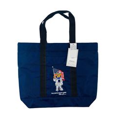 Ralph Lauren Polo Bear X Team Usa Olypmics Tote Bag Navy Blue Large Nwt. Sporty Blue Bag With Removable Pouch, Sporty Blue Tote Shoulder Bag, Sporty Blue Tote Bag, Navy Shoulder Bag With Dust Bag For Travel, Blue Sporty Shoulder Bag With Large Capacity, Sporty Blue Shoulder Bag For Daily Use, Blue Large Capacity Sporty Shoulder Bag, Navy Sporty Rectangular Bag, Navy Rectangular Sporty Bag