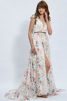 Fitted Chiffon Dress For Casual Occasions, Summer Bridesmaid Lined Maxi Dress, Fitted Silk Chiffon V-neck Maxi Dress, Fitted V-neck Silk Chiffon Dress, Lined Summer Bridesmaid Dresses, Fitted Chiffon Dress With Lined Bodice, Feminine Maxi Length Lined Dress, Fitted Chiffon Maxi Dress For Garden Party, Chiffon Maxi Dress With Lined Bodice For Prom