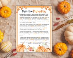 a paper with the words pass the pumpkin on it